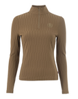 Cavallo CavalLibra Ladies 1/2 Zip Long Sleeve Training Shirt, Dark Caramel