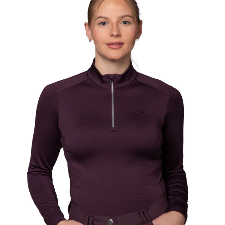 Schockemohle SPAyla Ladies Long Sleeve 1/2 Zip Training Shirt, Deep Mauve