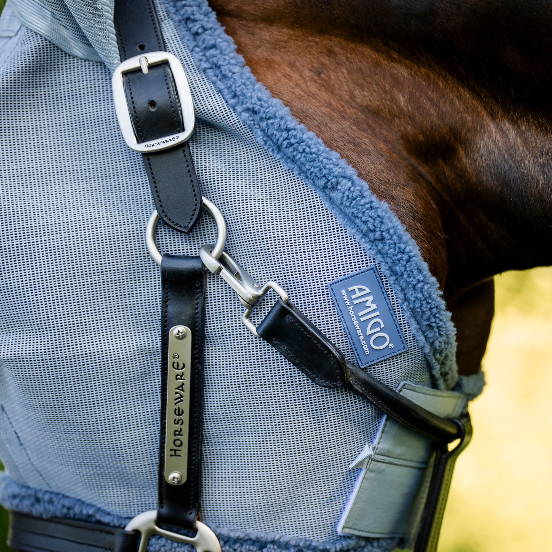 Amigo Fly Mask, Heather Blue/Blue &amp; Silver