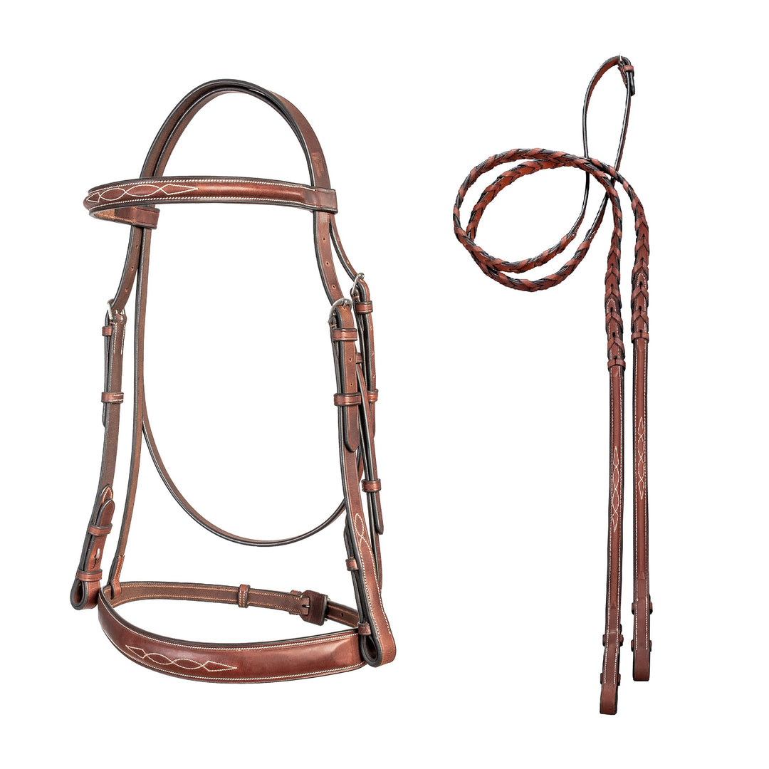 ADT Tribute Hunter Bridle w/Raised Fancy Laced Reins, Brown
