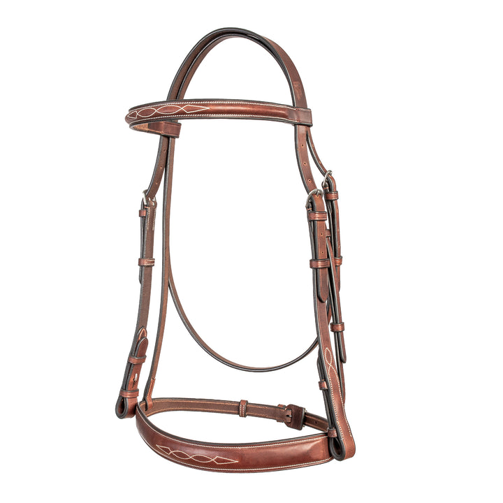ADT Tack Tribute Hunter Bridle w/Raised Fancy Laced Reins, Brown