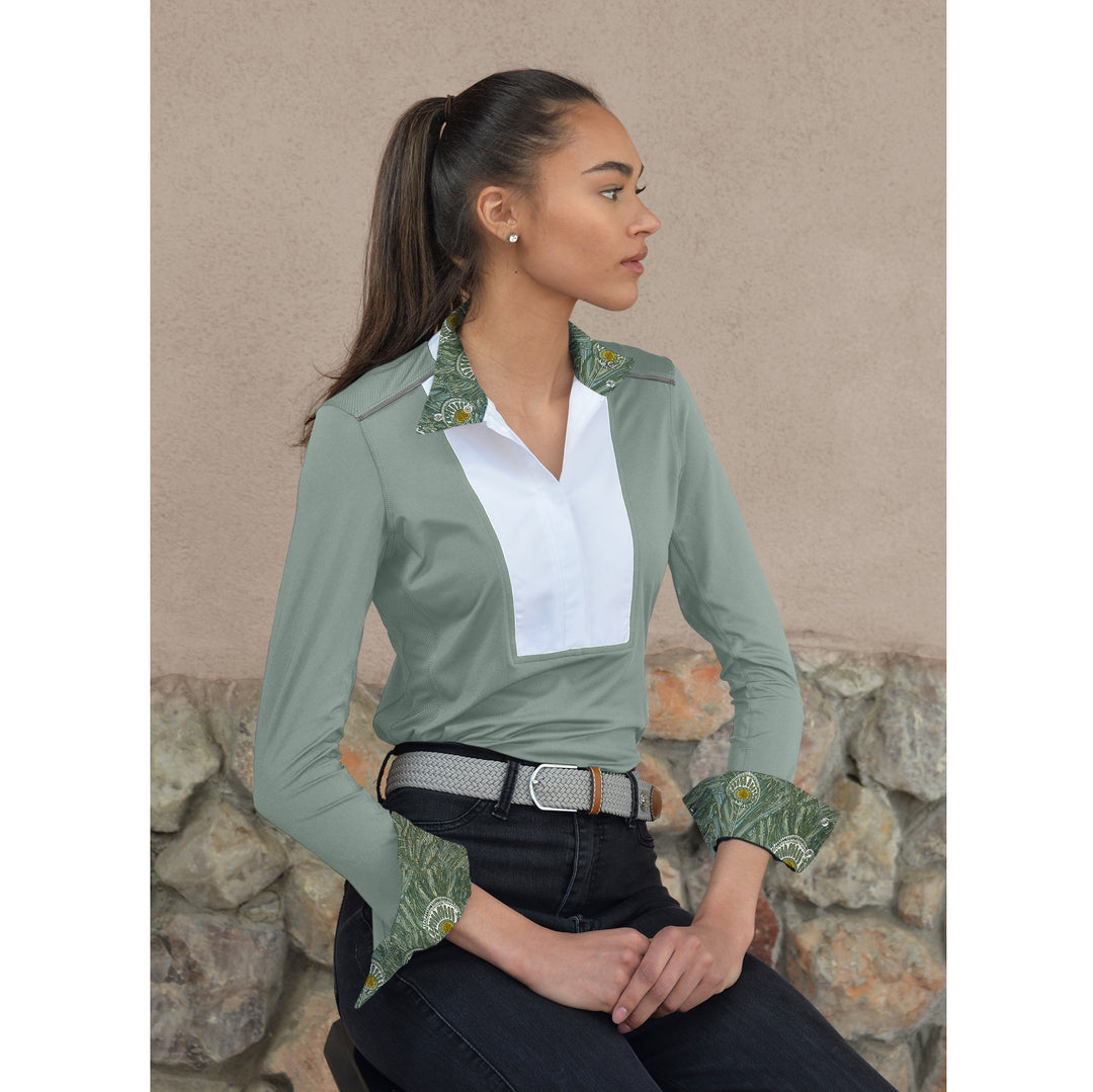 Chestnut Bay Sky Cool Liberty Ladies Show Shirt, Sage