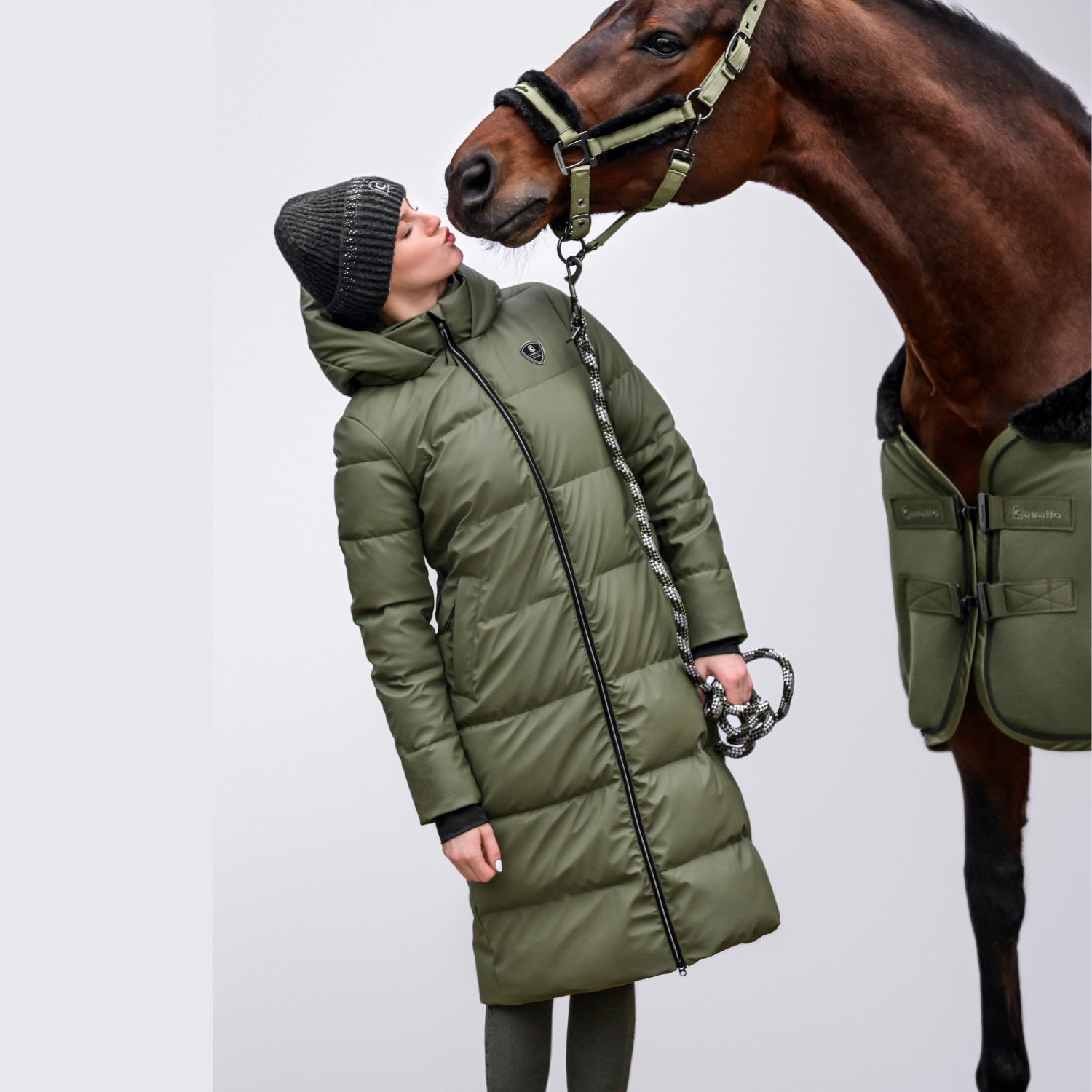 Cavallo CavalReza Ladies Long Winter Coat, Green