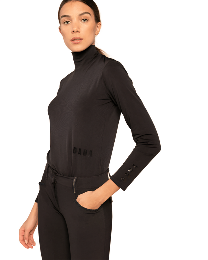 Dada Sport Consul Ladies Funnel Collar Long Sleeve T-Shirt, Black
