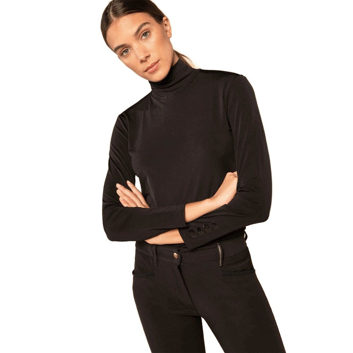 Dada Sport Consul Ladies Funnel Collar Long Sleeve T-Shirt, Black