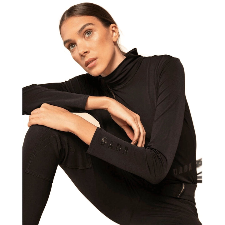 Dada Sport Consul Ladies Funnel Collar Long Sleeve T-Shirt, Black