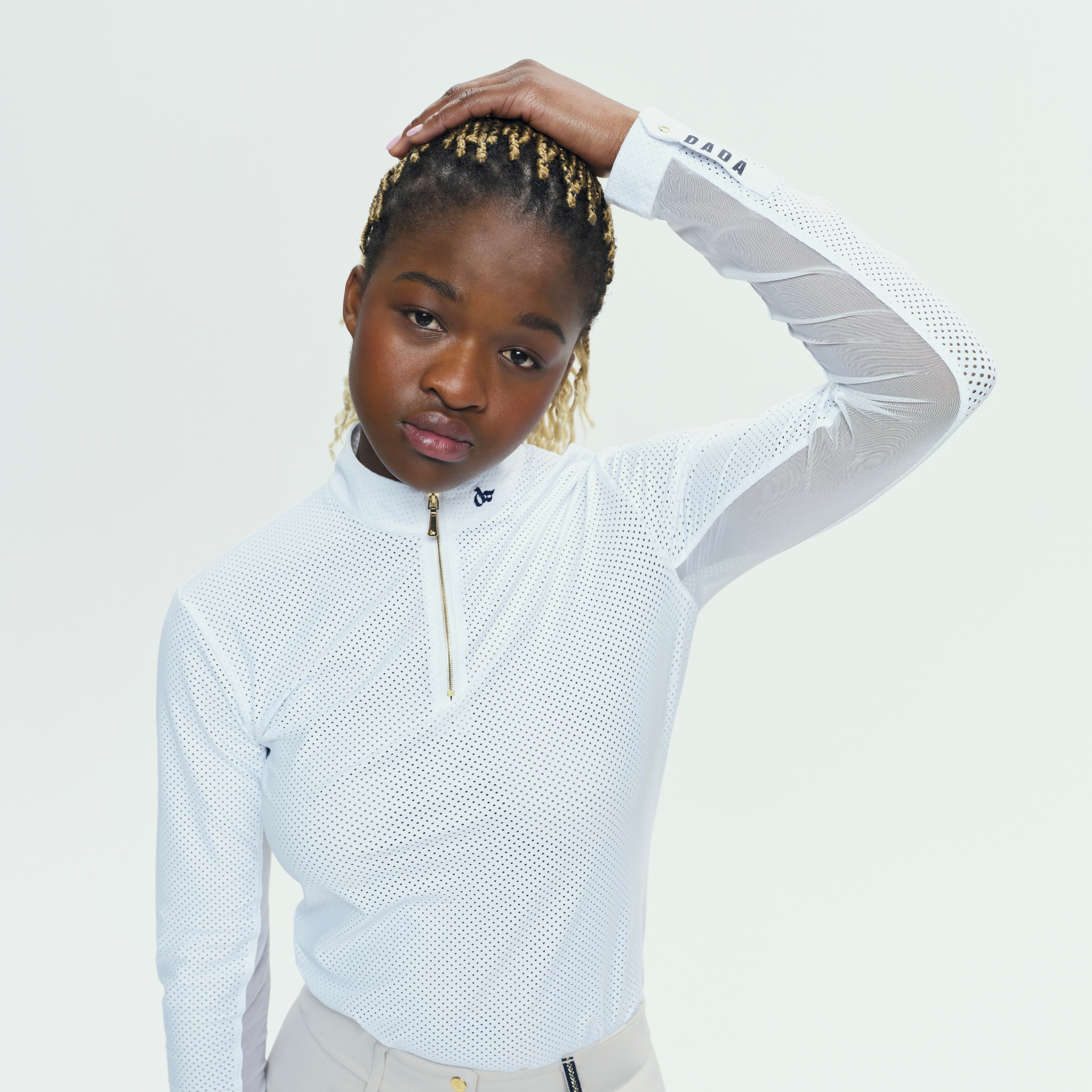 Dada Sport Pablito Ladies Long Sleeve Training Shirt, White Perforated
