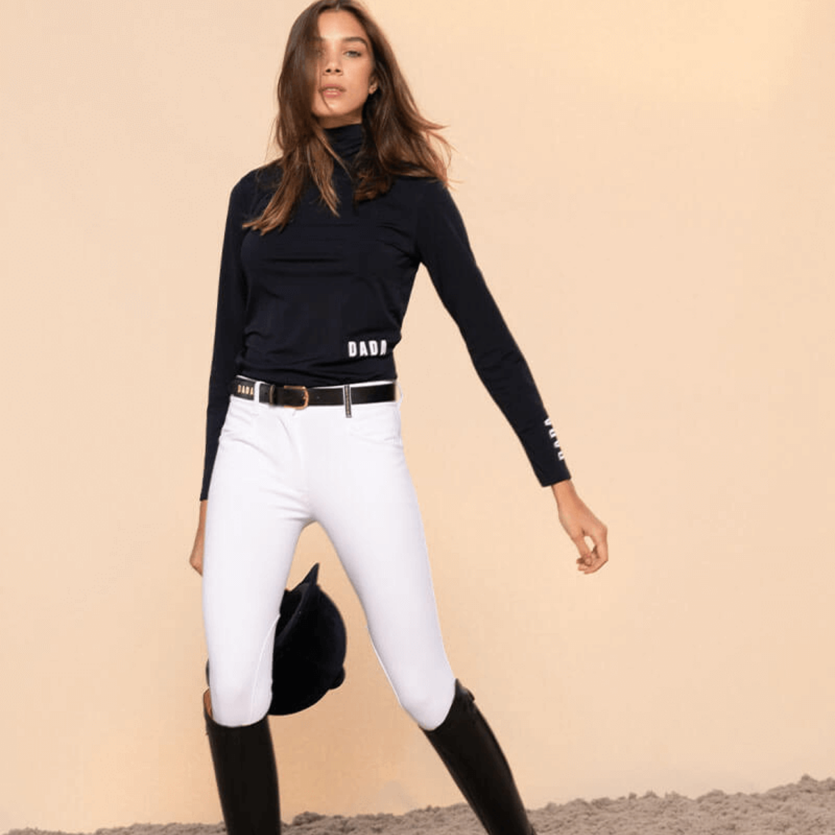 Dada Consul Ladies Funnel Collar Long Sleeve T-Shirt, Navy