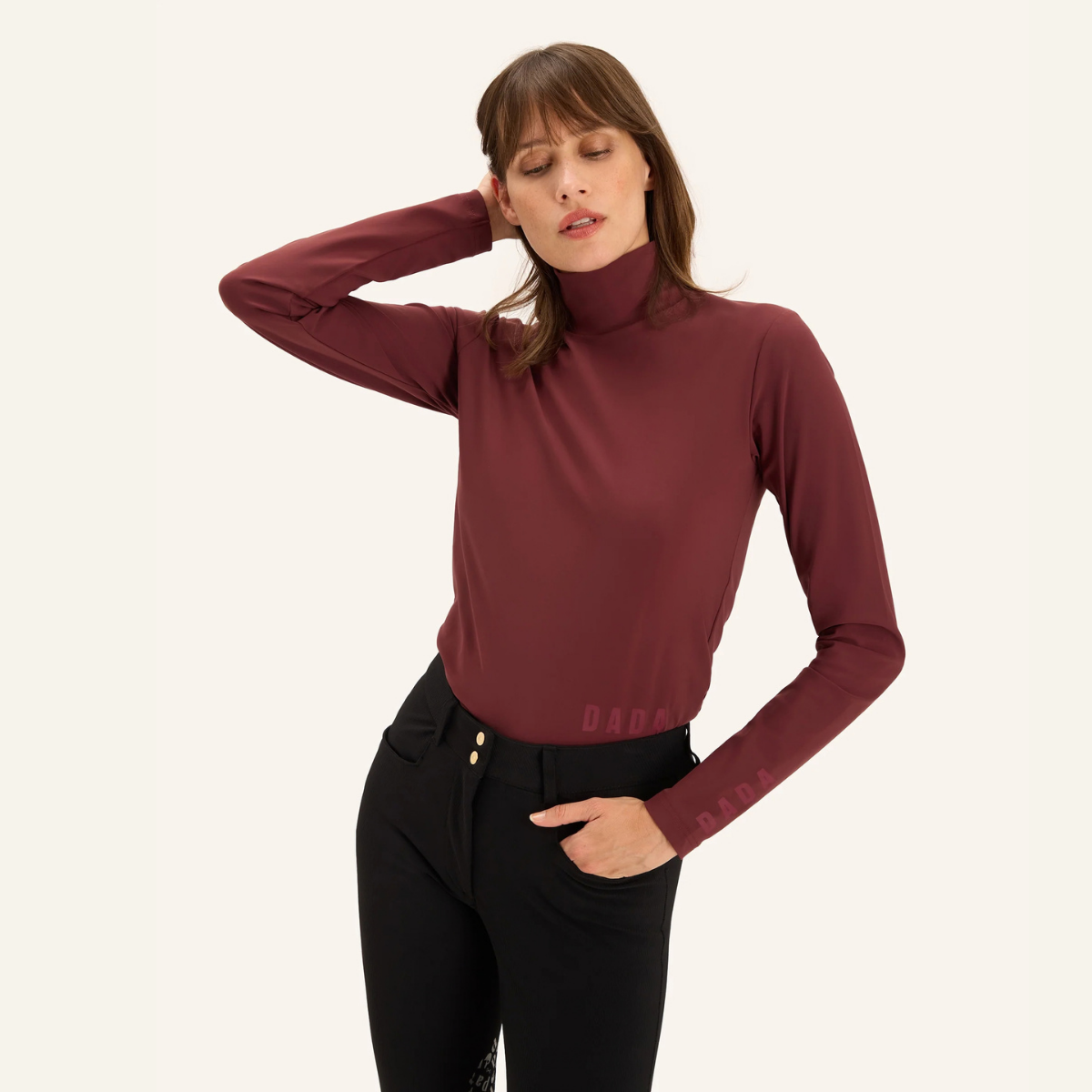 Dada Sport Consul Ladies Funnel Collar Long Sleeve T-Shirt, Burgundy