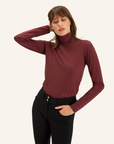 Dada Sport Consul Ladies Funnel Collar Long Sleeve T-Shirt, Burgundy