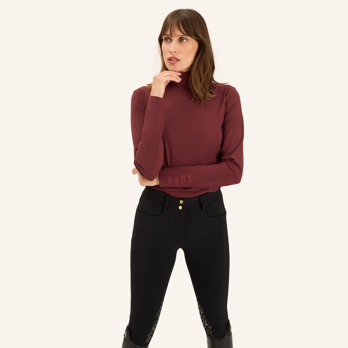 Dada Sport Consul Ladies Funnel Collar Long Sleeve T-Shirt, Burgundy