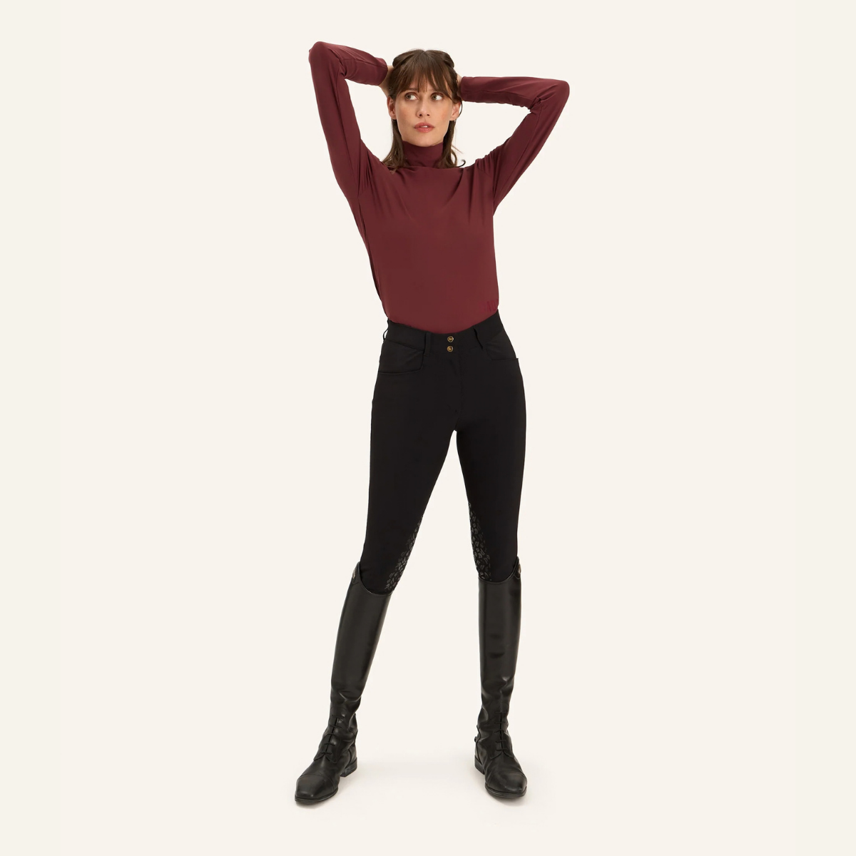 Dada Sport Consul Ladies Funnel Collar Long Sleeve T-Shirt, Burgundy