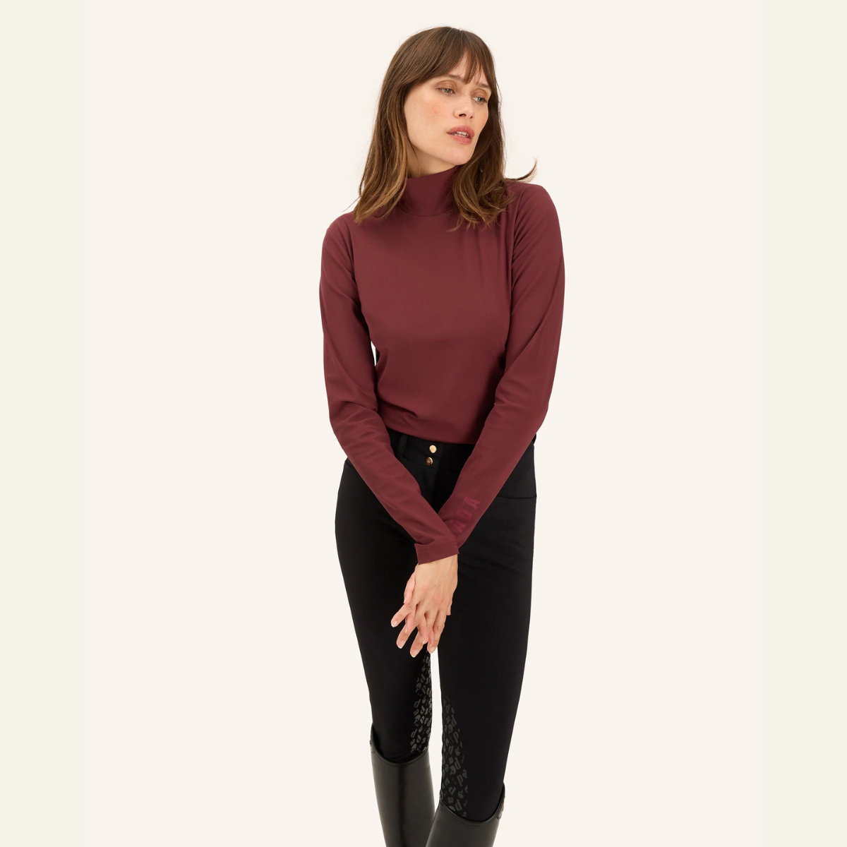 Dada Sport Consul Ladies Funnel Collar Long Sleeve T-Shirt, Burgundy