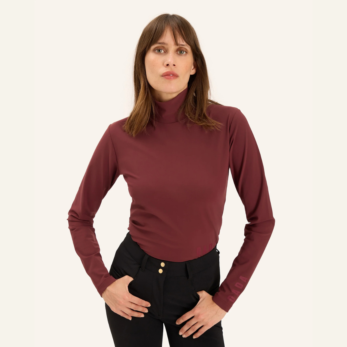 Dada Sport Consul Ladies Funnel Collar Long Sleeve T-Shirt, Burgundy