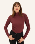 Dada Sport Consul Ladies Funnel Collar Long Sleeve T-Shirt, Burgundy