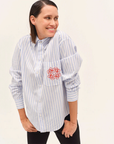 Dada Sport Olga Ladies Technical Riding Shirt, Blue Striped