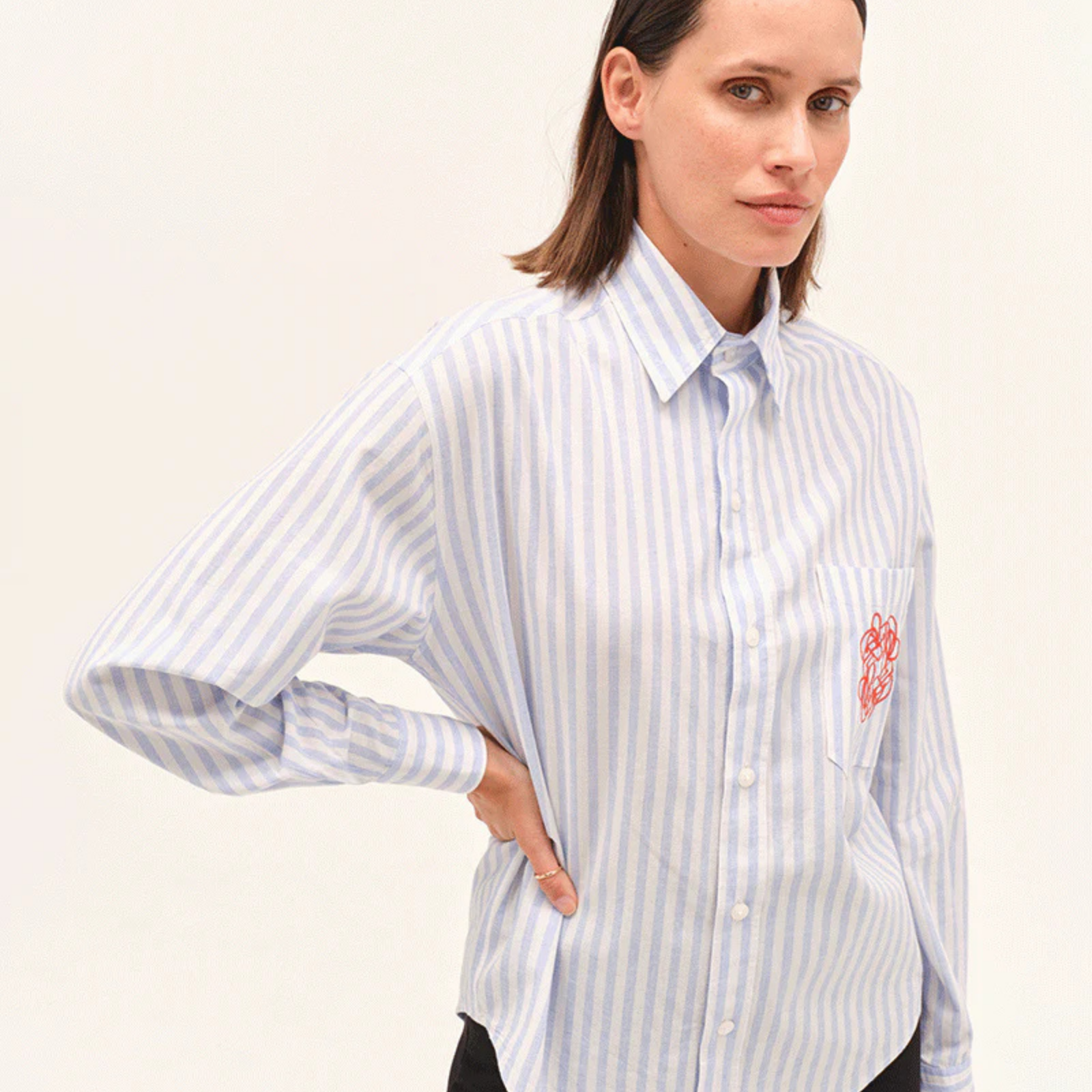 Dada Sport Olga Ladies Technical Riding Shirt, Blue Striped