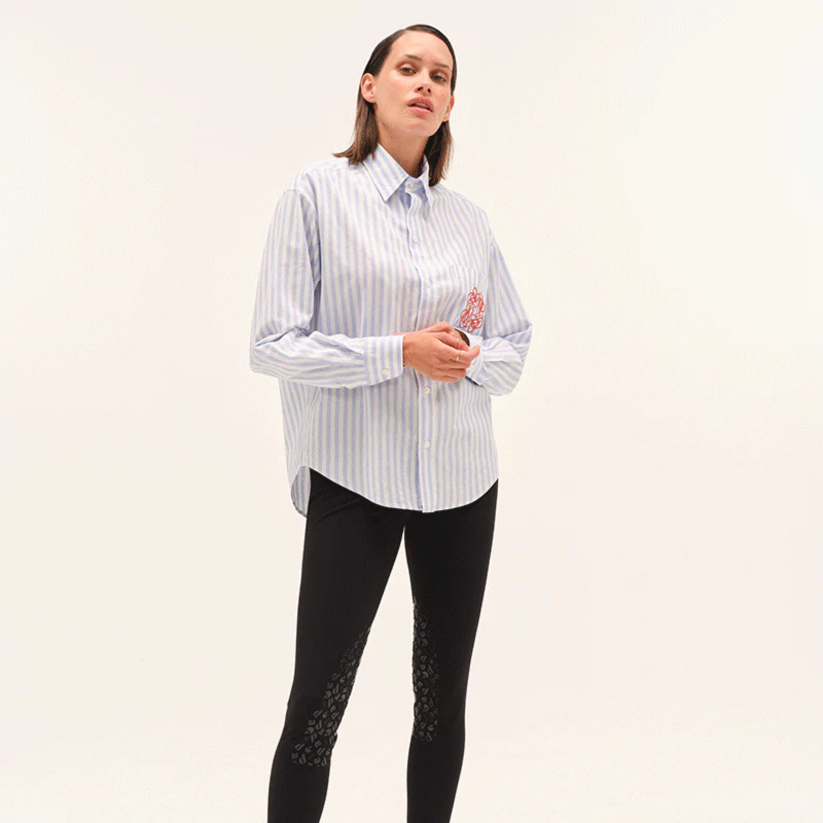 Dada Sport Olga Ladies Technical Riding Shirt, Blue Striped
