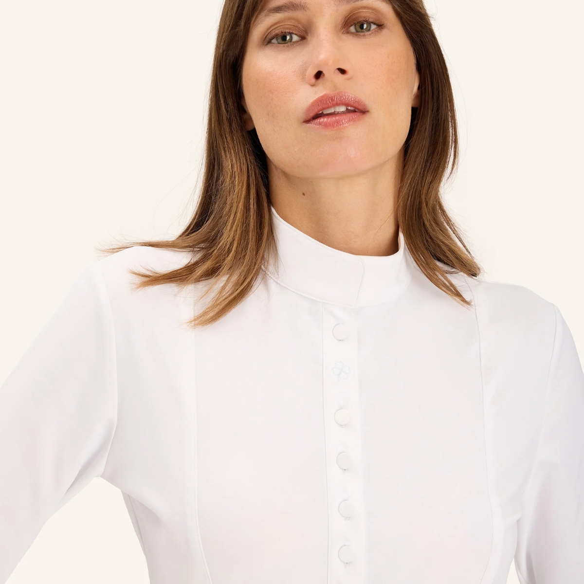 Dada Sport Opale Ladies Long Sleeve Competition Shirt, White