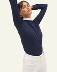 Dada Sport Helios ML Ladies Long Sleeve Horse Riding Competition Shirt, Dark Baltique