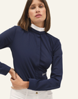 Dada Sport Helios ML Ladies Long Sleeve Horse Riding Competition Shirt, Dark Baltique