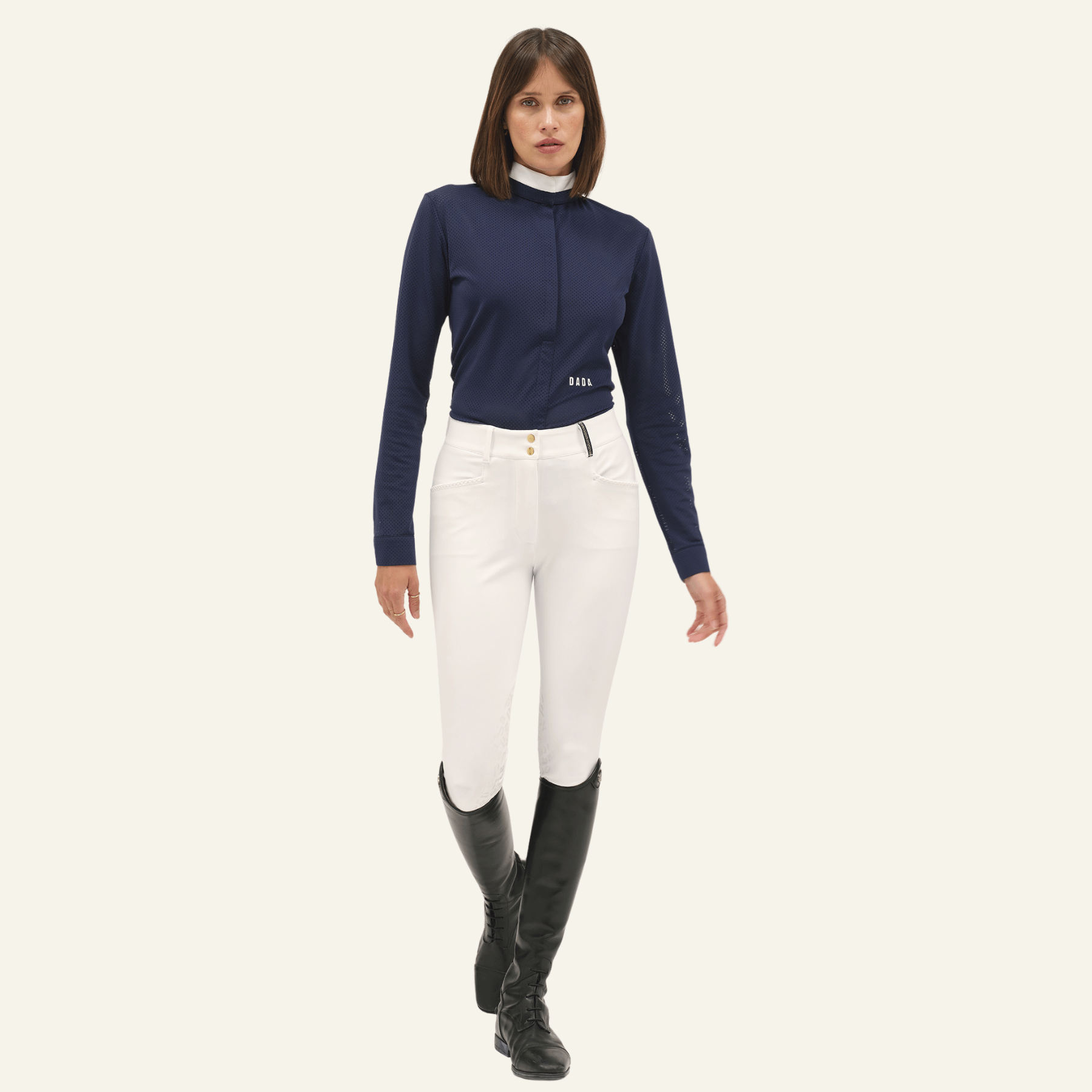 Dada Sport Helios ML Ladies Long Sleeve Horse Riding Competition Shirt, Dark Baltique