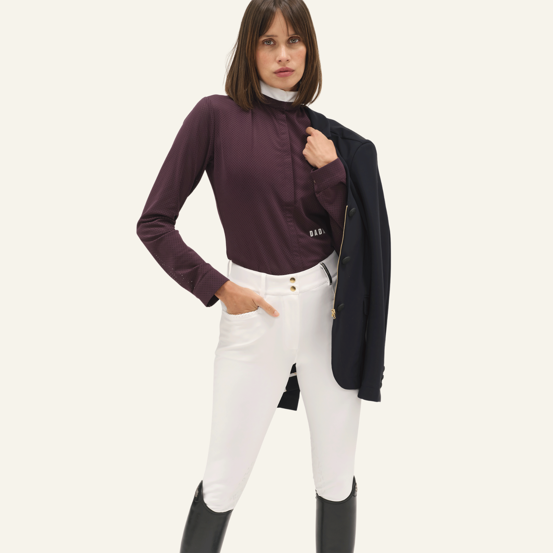 Dada Sport Helios ML Ladies Long Sleeve Horse Riding Competition Shirt, Dark Muscat