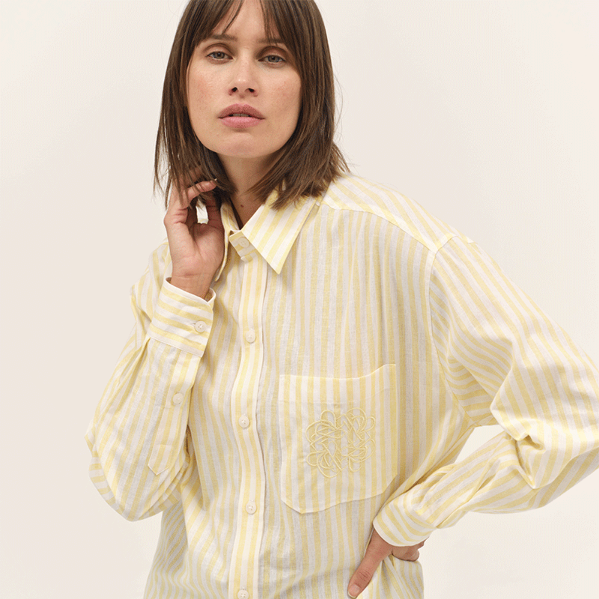 Dada Sport Olga Ladies Technical Riding Shirt, Yellow Striped