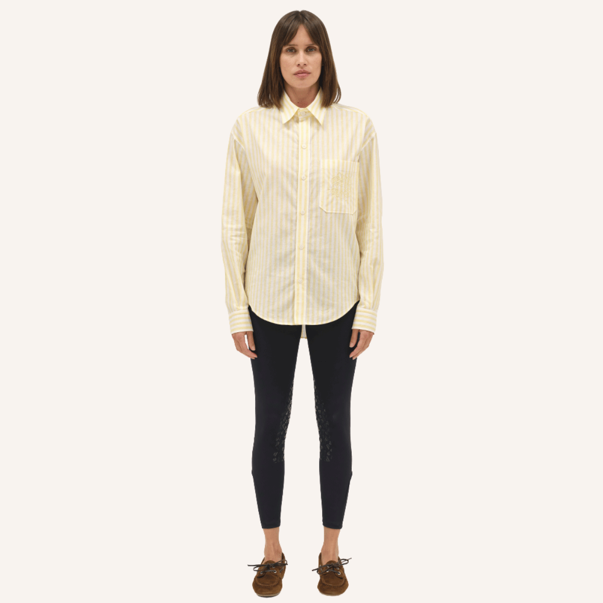Dada Sport Olga Ladies Technical Riding Shirt, Yellow Striped