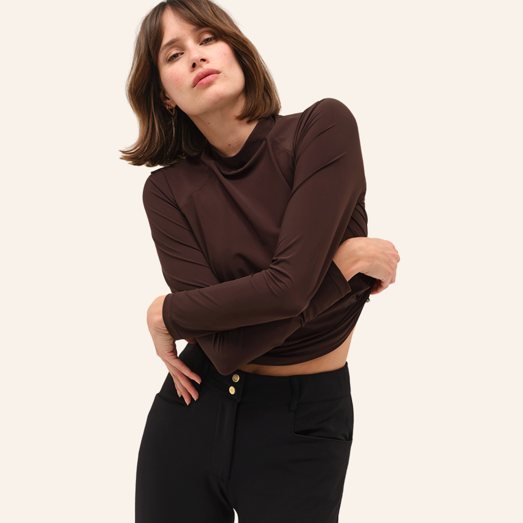 Dada Sport Totem ML Ladies Long Sleeve Training Shirt, Chocolate