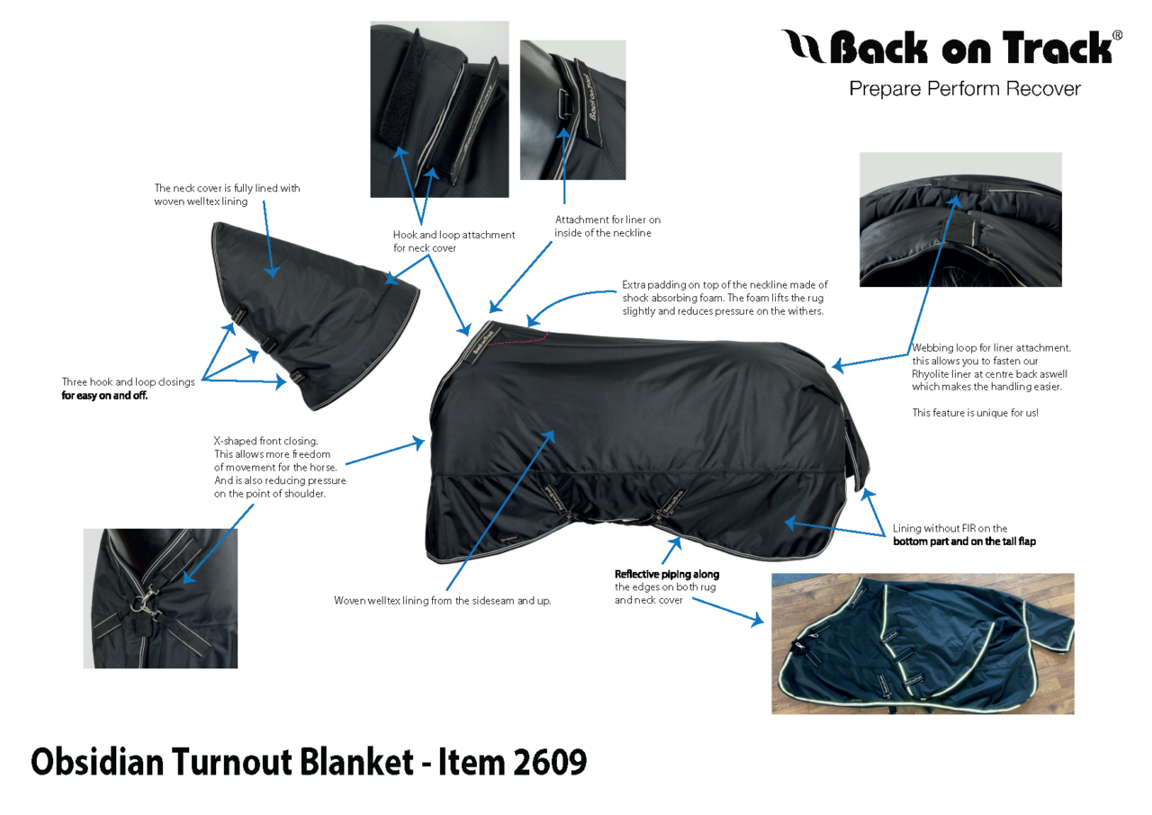 Back on Track Obsidian 150g Black Turnout Blanket w/Neck Cover