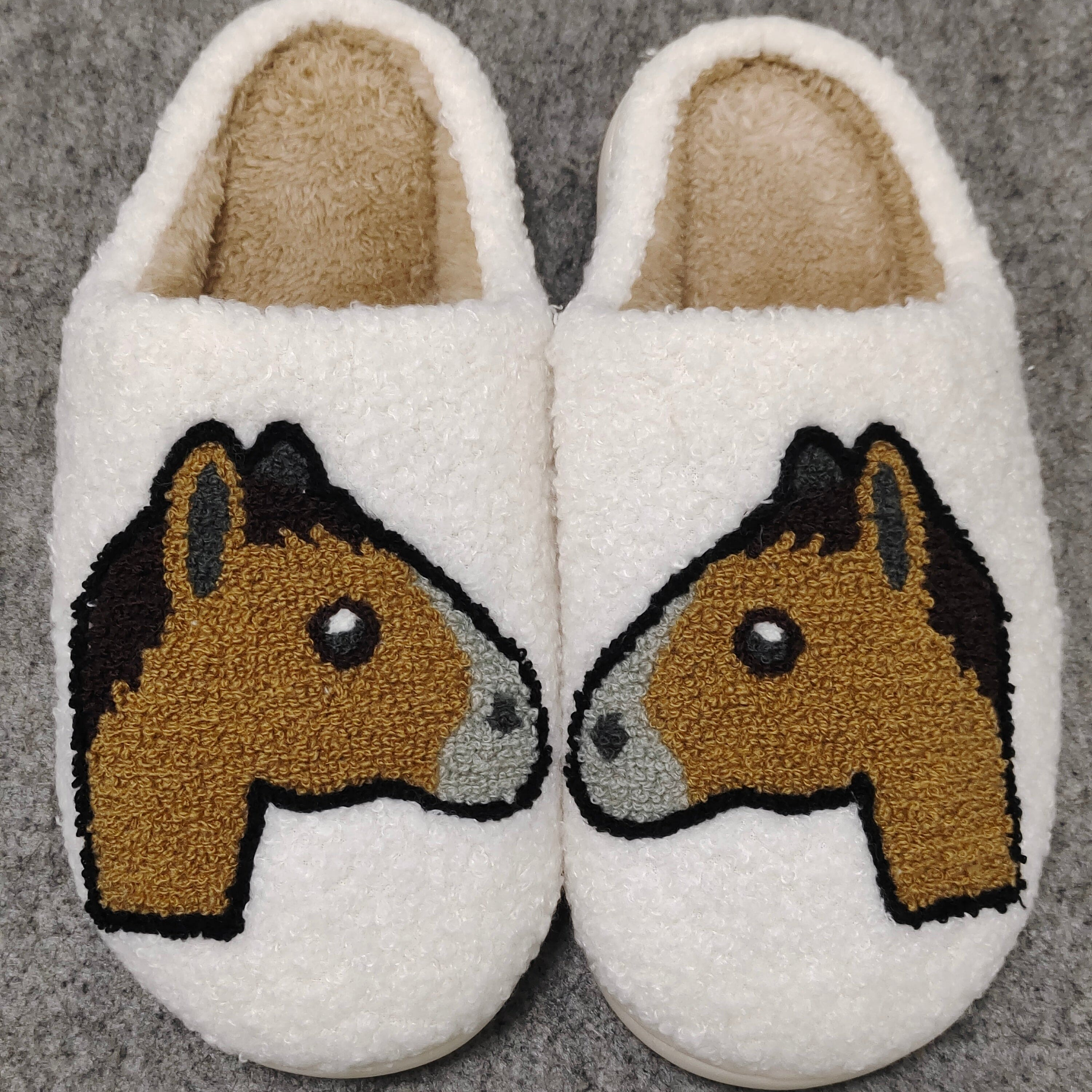 Dreamers &amp; Schemers Horse Head Emoji Slippers