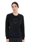 Equestro Women's Fleece Round Neck Sweater, Black