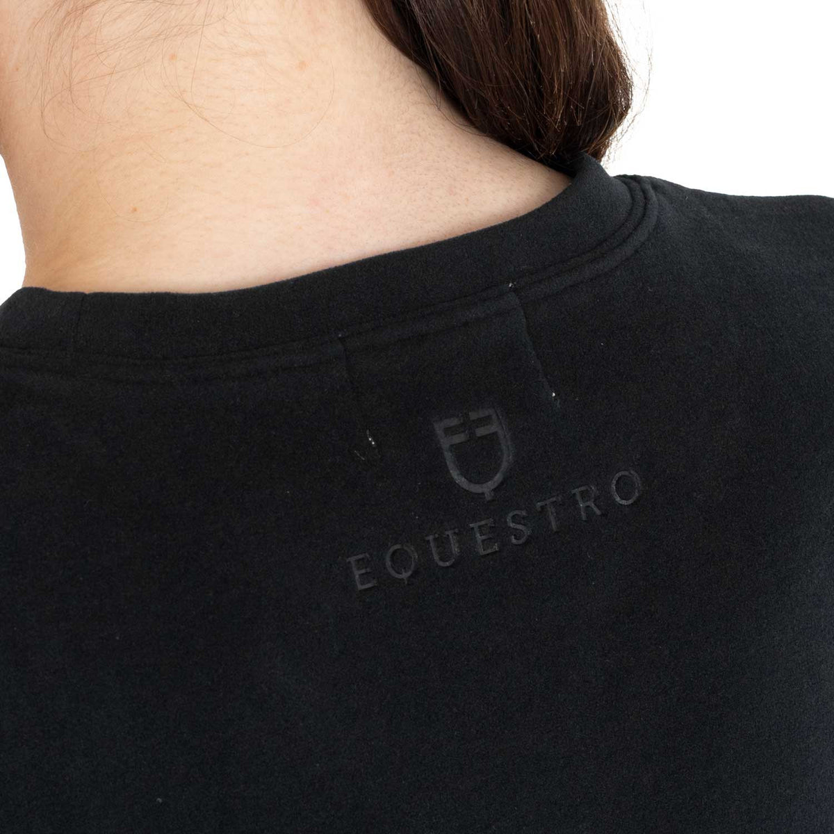 Equestro Women's Fleece Round Neck Sweater, Black