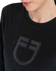 Equestro Women's Fleece Round Neck Sweater, Black
