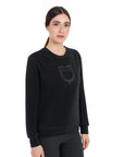 Equestro Women's Fleece Round Neck Sweater, Black
