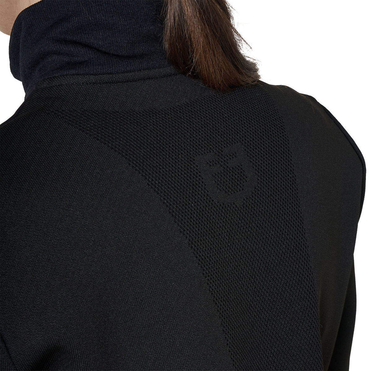 Equestro Women's Nylon &amp; Knit Seamless High Neck Sweater w/ Zip, Black
