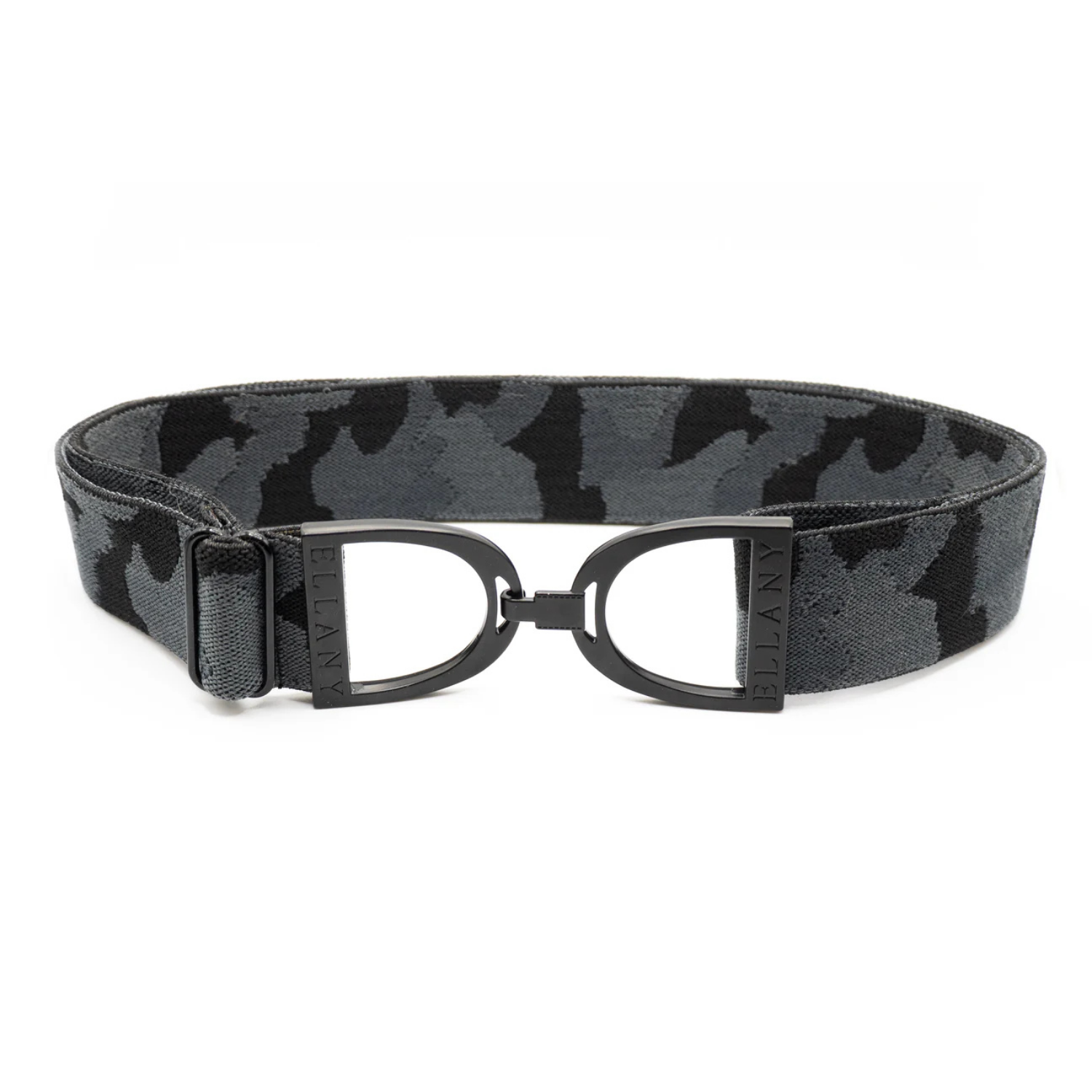 Ellany 1.5" Black Stirrup Elastic Belt, Black Camo