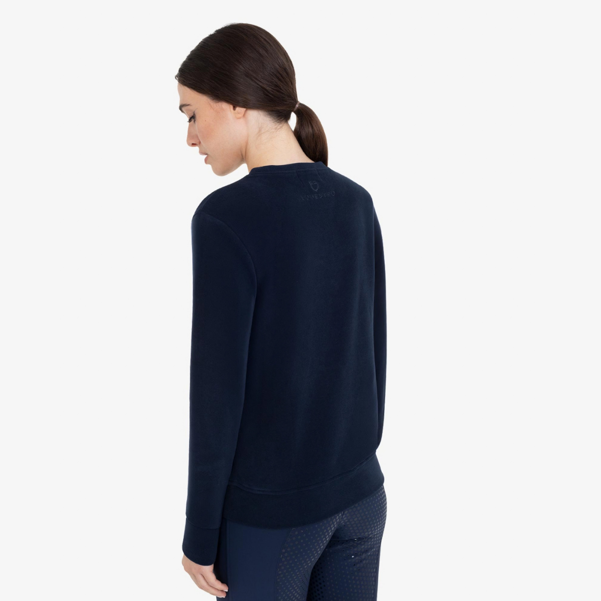 Equestro Women's Fleece Round Neck Sweater, Navy