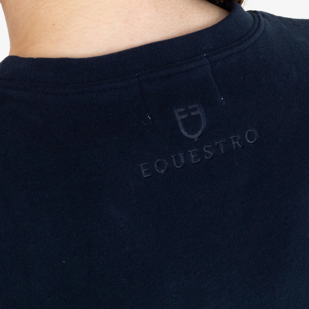Equestro Women's Fleece Round Neck Sweater, Navy