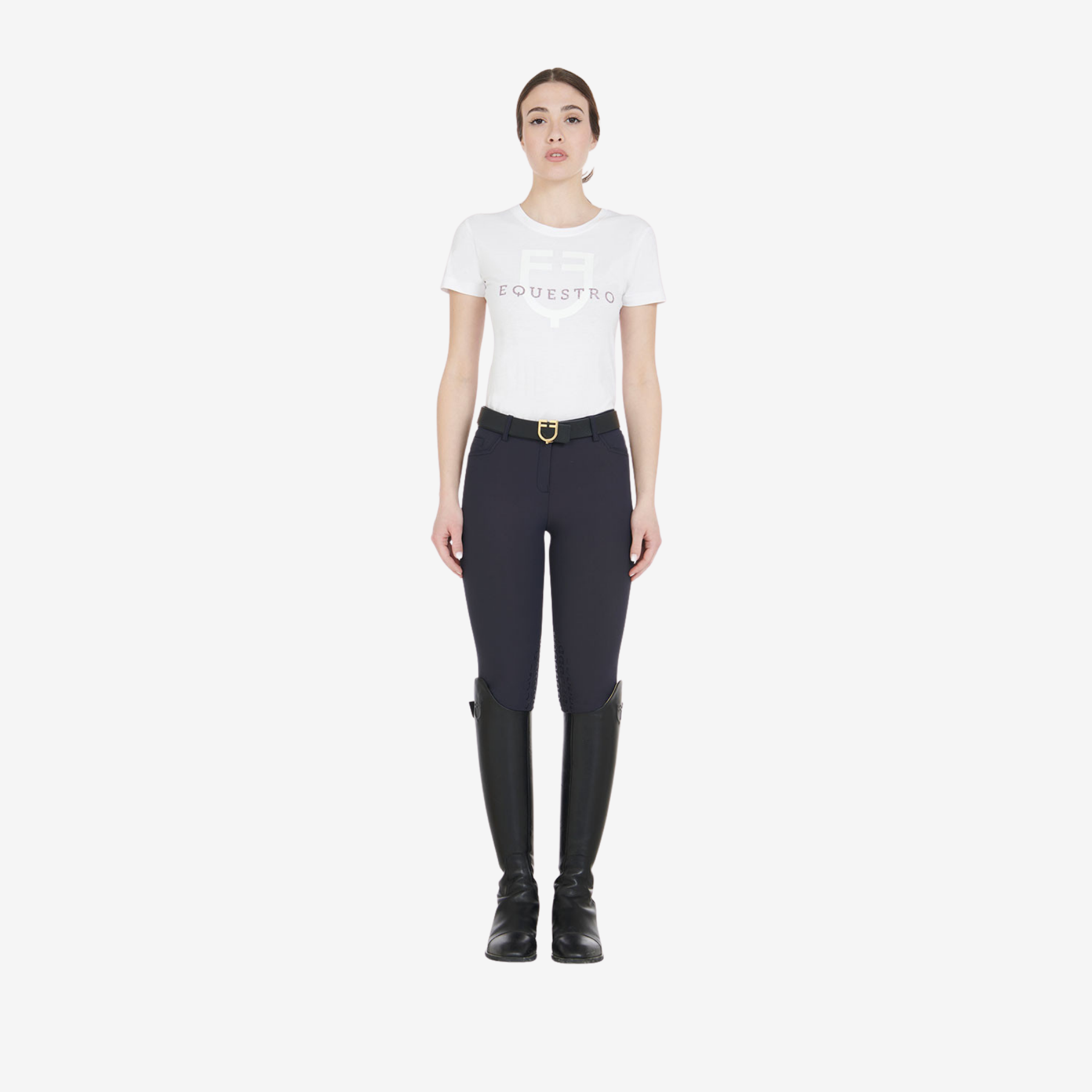 Equestro Women's Donna Modello Zenda Knee Grip Breeches, Navy Blazer
