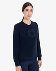Equestro Women's Fleece Round Neck Sweater, Navy