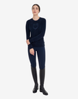 Equestro Women's Fleece Round Neck Sweater, Navy
