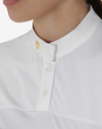 Equestro Women's 1/2 Mesh Short Sleeve Polo Shirt w/Buttons, White