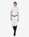 Equestro Women's 1/2 Mesh Short Sleeve Polo Shirt w/Buttons, White
