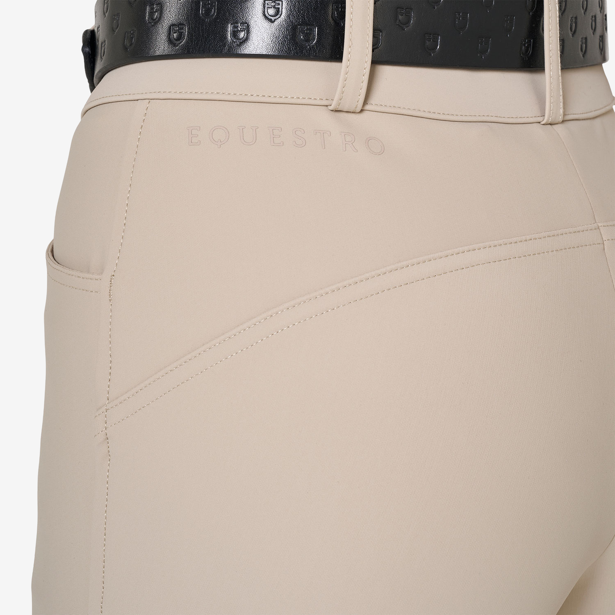 Equestro Women's High Rise Knee Grip Breeches, Cobblestone