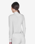 Equestro Women's Invisible Zip Long Sleeve Competition Polo Shirt, White