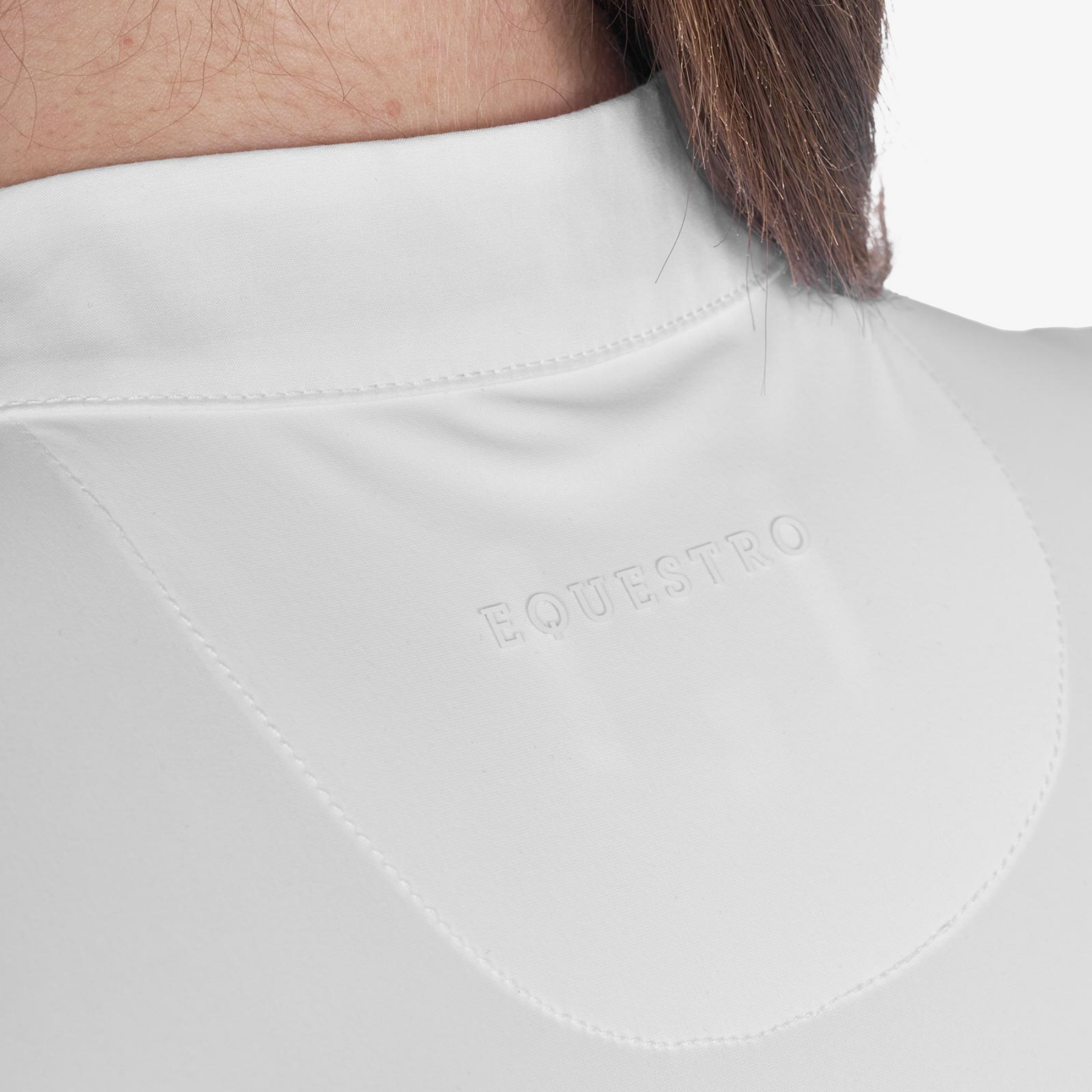 Equestro Women's Invisible Zip Long Sleeve Competition Polo Shirt, White