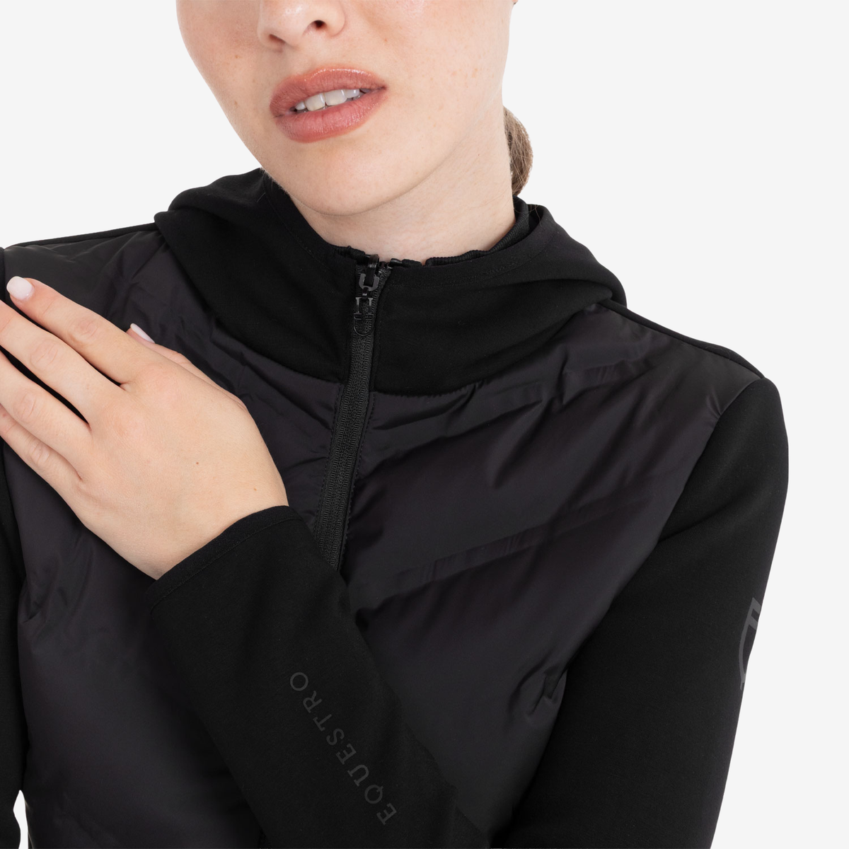 Equestro Women's Outerwear with Padded Front, Black