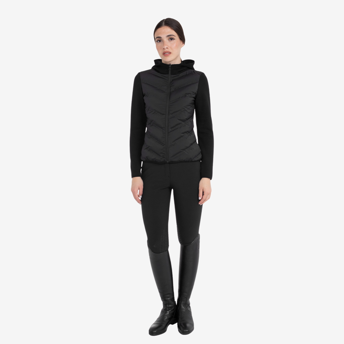 Equestro Women's Outerwear with Padded Front, Black